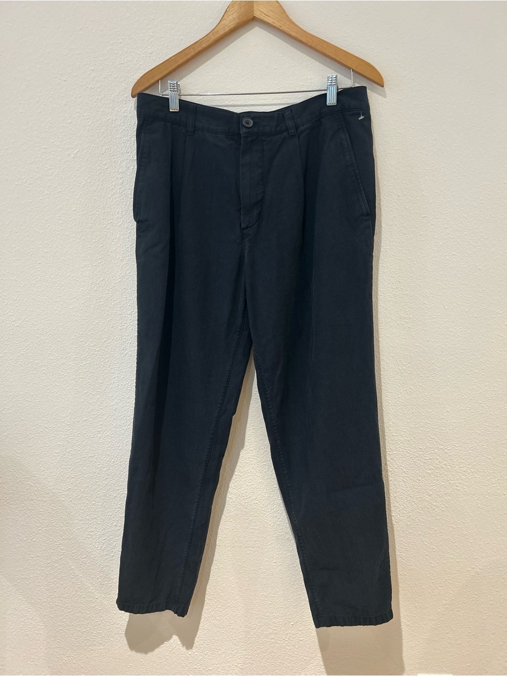 COS Men's Navy Pleated Chino Pants 100% Cotton Trouser 34 Regular